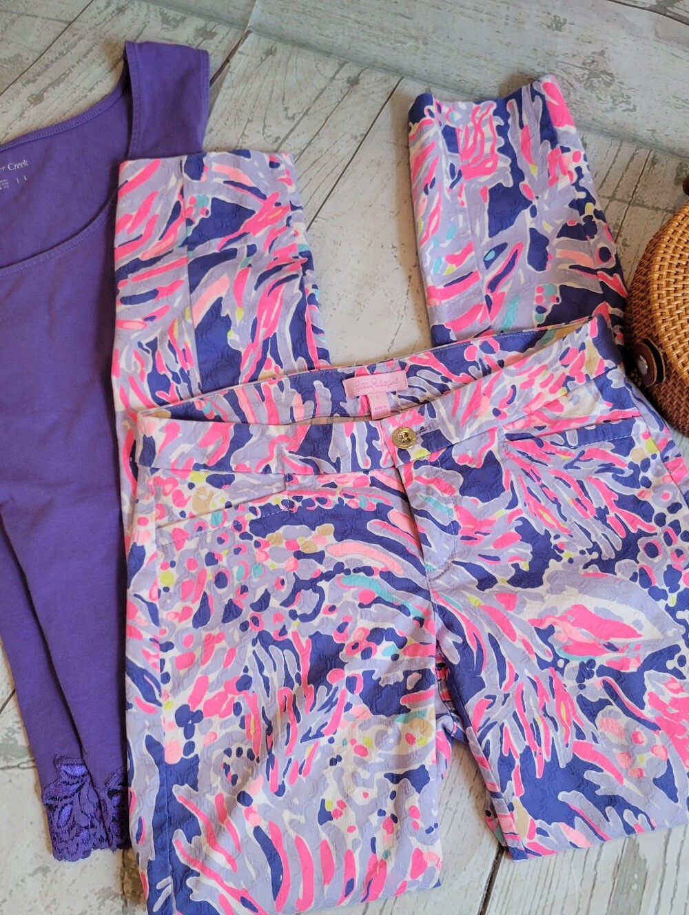 Lilly Pulitzer Kelly Skinny Ankle Pants Iris Shrimply Chic Print